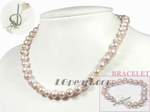 8-9mm purple potato shape freshwater pearl set