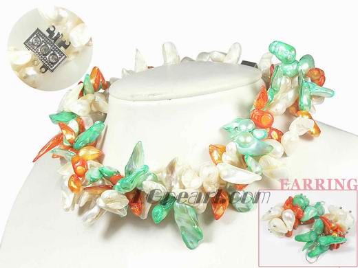 7*11mm white blister shape freshwater pearl set