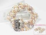 5-6mm pink and purple potato shape freshwater pearl set