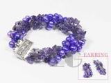 6-7mm purple potato shape top-drilled freshwater pearl set