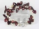 7*11mm wine red blister freshwater pearl bracelet with white pearl