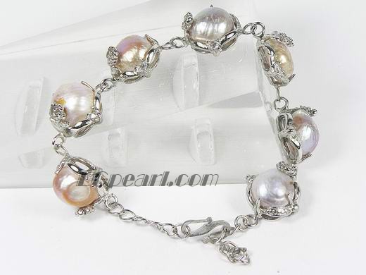 7-8mm pink irregular freshwater pearl bracelet