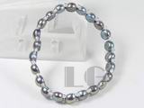 beautiful 7-7.5mm peacock green bread freshwater pearl bracelet