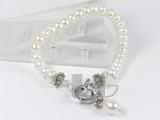 8-9mm white button and rice freshwater pearl bracelet
