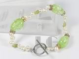 6-7mm white potato freshwater pearl bracelet with baroque crystal
