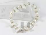 7*20mm white Biwa freshwater pearl bracelet