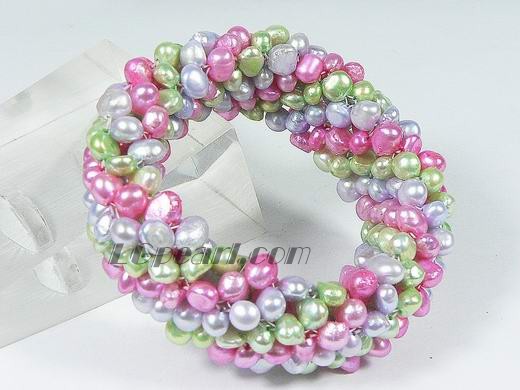 colorful 5-6MM nugget freshwater pearl twisted bracelet