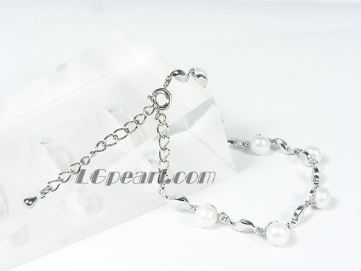 white 5-6mm bread shape freshwater pearl bracelet wholesale