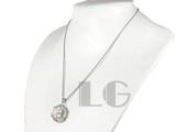 18KGP white freshwater pearl pendant with zircons
