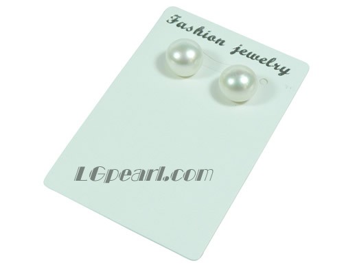white 10-11mm bread freshwater pearl studs earrings