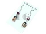 wine red 6-7mm potato freshwater pearl dangling earrings