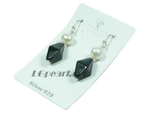 white 7-8mm potato freshwater pearl dangling earrings