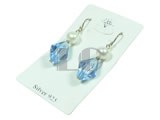 faceted blue crystal and white potato freshwater pearl earrings
