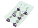 8*14mm deep purple blister freshwater pearl dangling earrings
