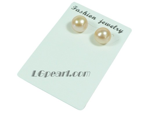 pink 6-7mm bread freshwater pearl earrings studs