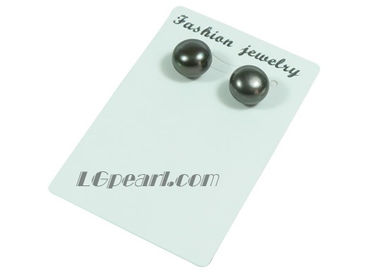 black 5-6mm bread freshwater pearl earrings studs