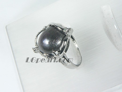 natural black abnormal pearl ring