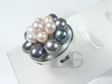 natural purple and black freshwater pearl ring