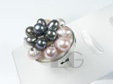 natural purple and black freshwater pearl ring