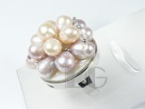 natural white, purple and pink freshwater pearl ring