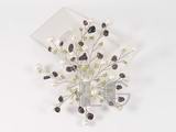 flower branch shape white pearl brooch with garnets