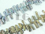 discount peacock blue and coffee biwa pearl strand of 7-20mm