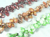 blue, red wine, bright brass freshwater blister pearl strand
