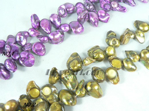 copper and purple freshwater blister pearl strand