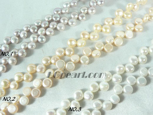 yellow, pink and light purple bread pearl strand of 6-7mm
