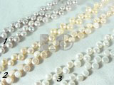 yellow, pink and light purple bread pearl strand of 6-7mm