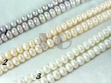 pink, white, purple freshwater button pearl strand of 7-8mm