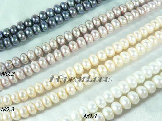 pink, white, purple, peacock green button pearl strand of 8-9mm