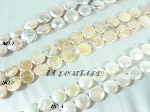 fashionable white, pink and purple coin pearl strand of 12mm