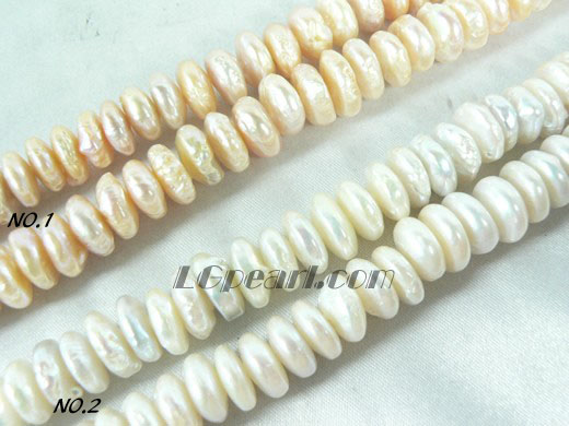 white and pink freshwater coin pearl strand of 10mm