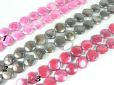 hotpink, red and coffee coin pearl strand of 12mm