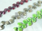 red wine, copper and lightgreen coin pearl strand of 12mm
