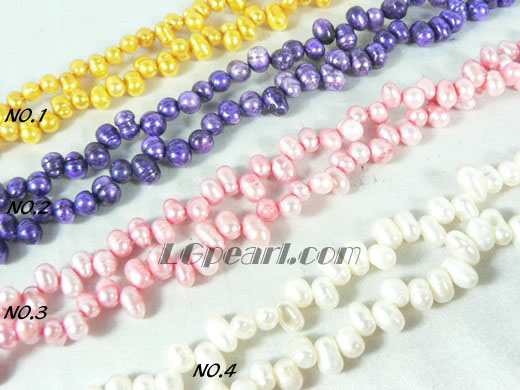 white, pink, purple and yellow dancing pearl strand of 4-5mm