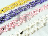 white, pink, purple and yellow dancing pearl strand of 4-5mm