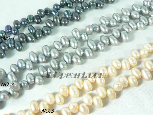 peacock blue, grey and yellow dancing pearl strand of 5-6mm