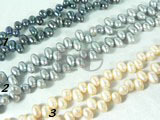 peacock blue, grey and yellow dancing pearl strand of 5-6mm