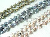pink, copper and peacock blue dancing pearl strand of 5-6mm
