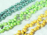 yellow, green and peacock blue dancing pearl strand of 6-7mm