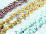 blue, red wine and golden dancing pearl strand of 6-7mm