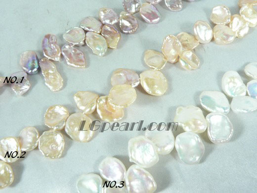 pink, white and yellow keshi pearl strand of 11-12mm