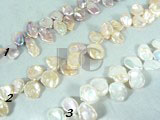 pink, white and yellow keshi pearl strand of 11-12mm
