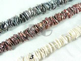 red wine, white and peacock blue keshi pearl strand of 12mm