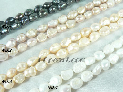 pink, white, peacock blue and purple nugget pearl strand of 8-9mm