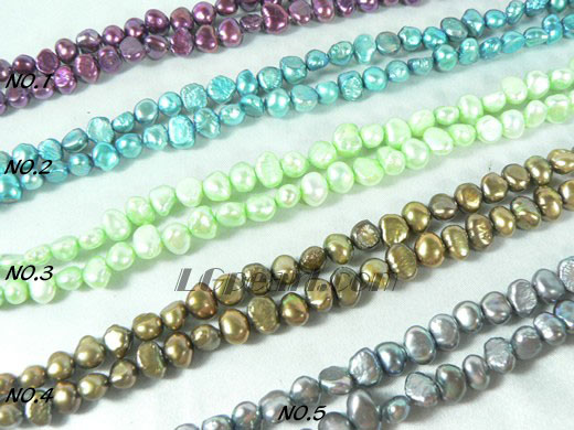 colourful freshwater nugget pearl strand of 6-7mm