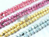 red, blue, red wine and gold nugget pearl strand of 7-8mm