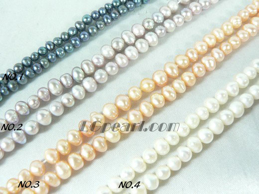 white, pink, purple and peacock blue potato pearl strand of 4-5m